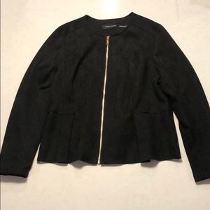 Velour peplum jacket with gold zipper!